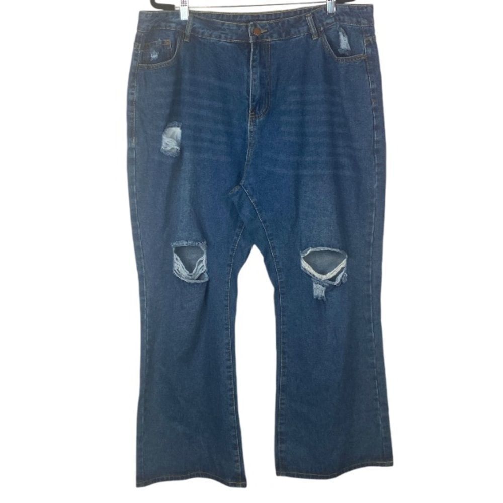 SHEIN women's size 3X deep blue denim jeans ripped